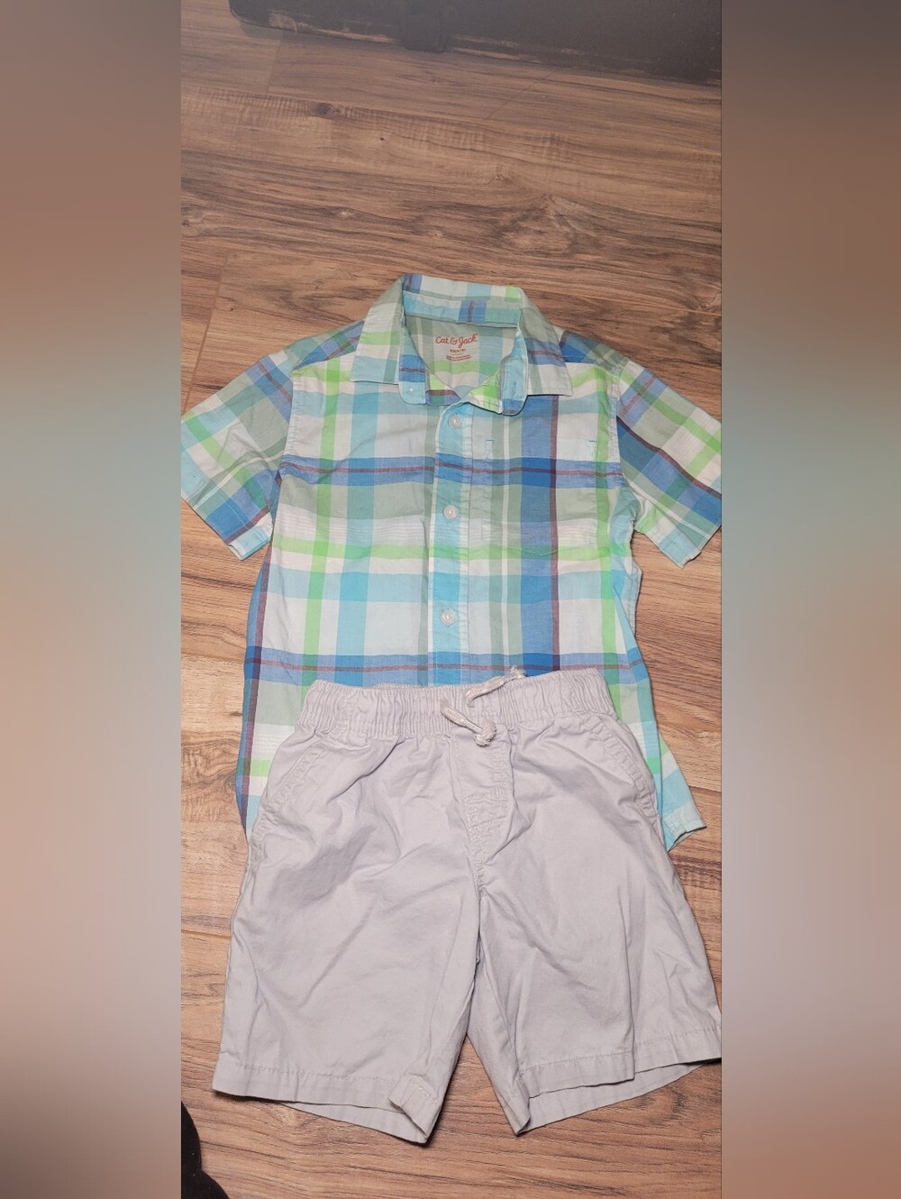 Boys 4t Cat & Jack Plaid Short-Sleeve Button-Down Shirt With Shorts